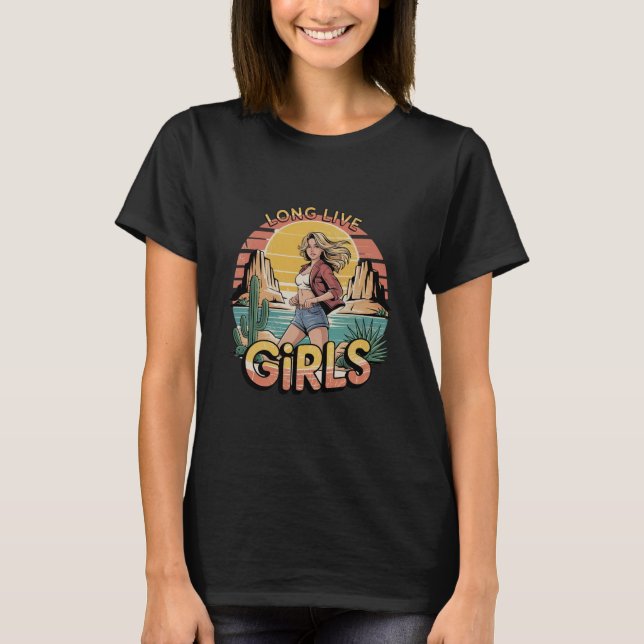 Camiseta Viva as Meninas – Empoderamento Feminino Retrô (Frente)