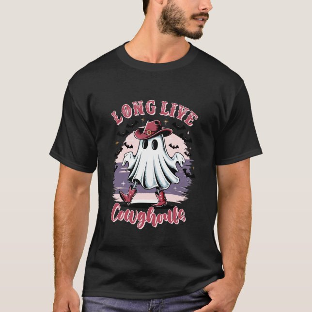 Camiseta Viva as Vibrações de Halloween dos Cowghouls (Frente)