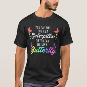 Camiseta Viva Como Lagarta Ou Borboleta Arco-Íris Orgulho L