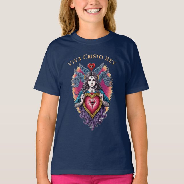Camiseta Viva Cristo Rey Católica Romana Sagrada (Frente)