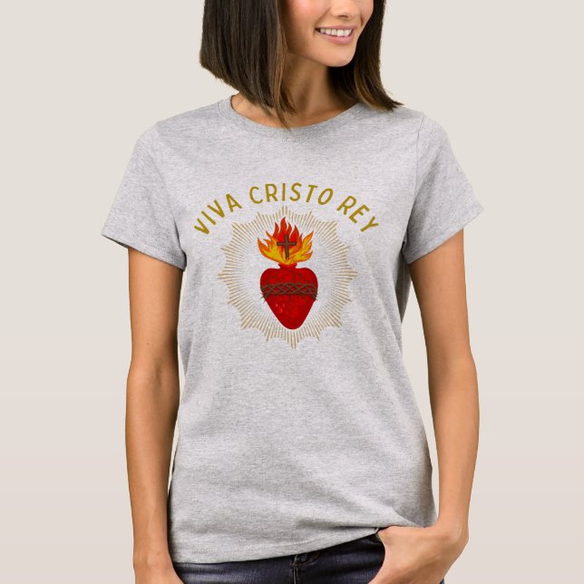 Camiseta Viva Cristo Rey Cristeros Católicos Sagrados (Frente)