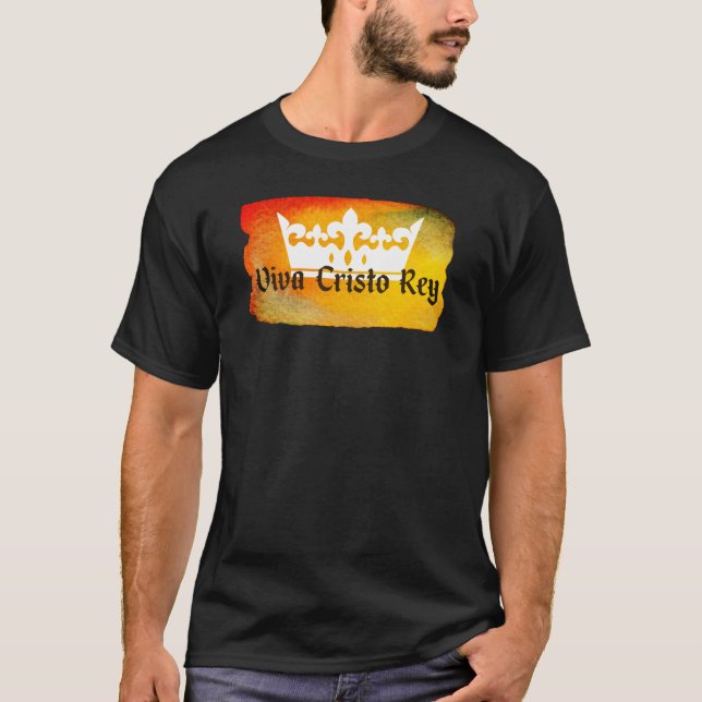 Camiseta Viva Cristo Rey Watercolor and Crown T-Shirt (Frente)