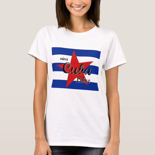 Camiseta Viva Cuba Libre, Havana, Fidel Castro, Che Guevara (Frente)