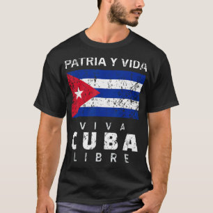 Camiseta Viva Cuba Libre Patria Y Vida Cubana em sofrimento