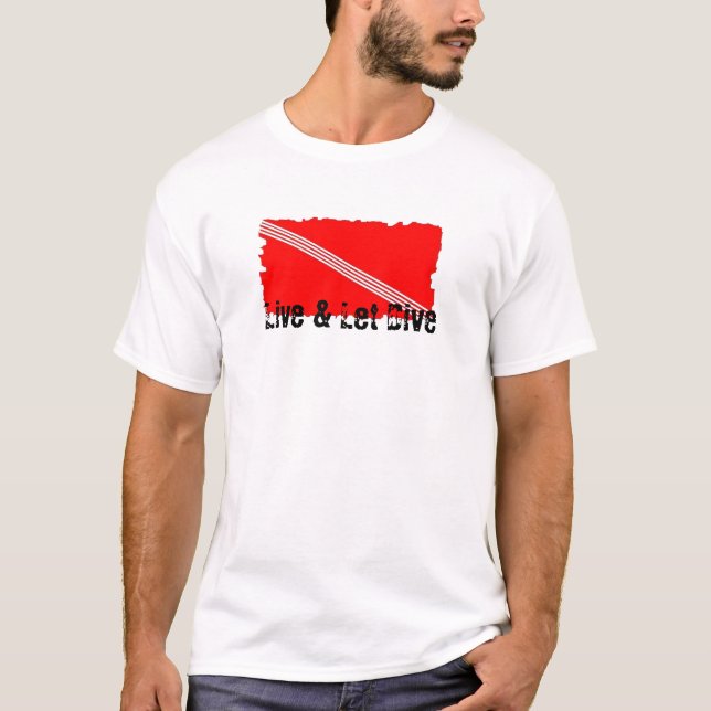 Camiseta Viva & deixe o mergulho T vermelho (Frente)