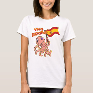 Camiseta Viva Espana com o Tshirt do futebol do polvo