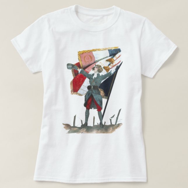 Camiseta Viva la França Uniforme Militar Feminista e Bandei (Frente do Design)
