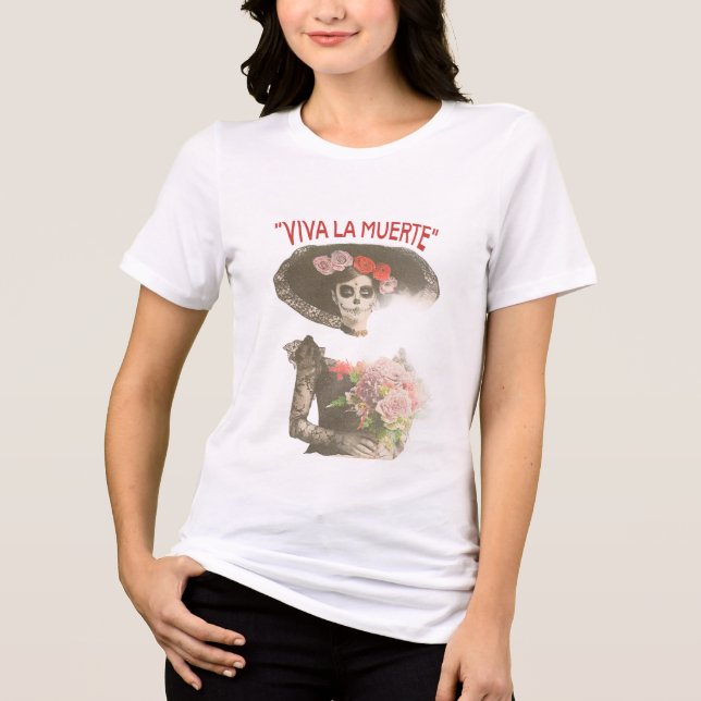 Camiseta Viva la Muerte Esqueleto Floral (Frente)