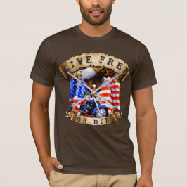 Camiseta Viva Livre ou Morra, Patriota de Moto, Águia,