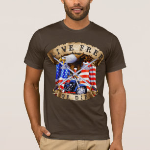 Camiseta Viva Livre ou Morra, Patriota de Moto, Águia,