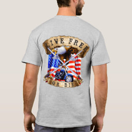 Camiseta Viva Livre ou Morra, Patriota de Moto, Águia,