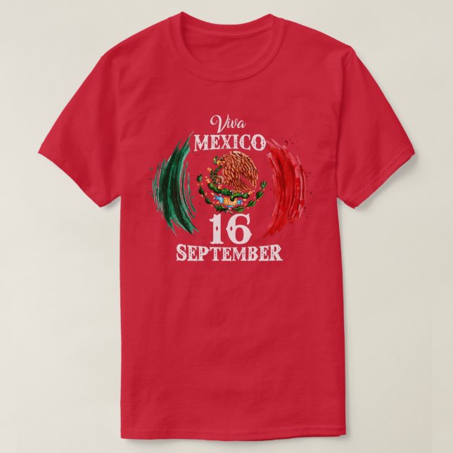 Camiseta Viva México Dia da Independência Mexicana 16 de se (Frente do Design)