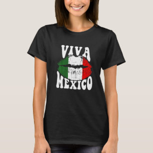 Camiseta Viva México Lábios de bandeira mexicana Latino Mar