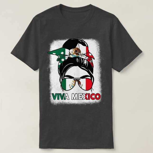 Camiseta Viva Mexico Messy Bun With Bandana And Glasses Mex (Frente do Design)