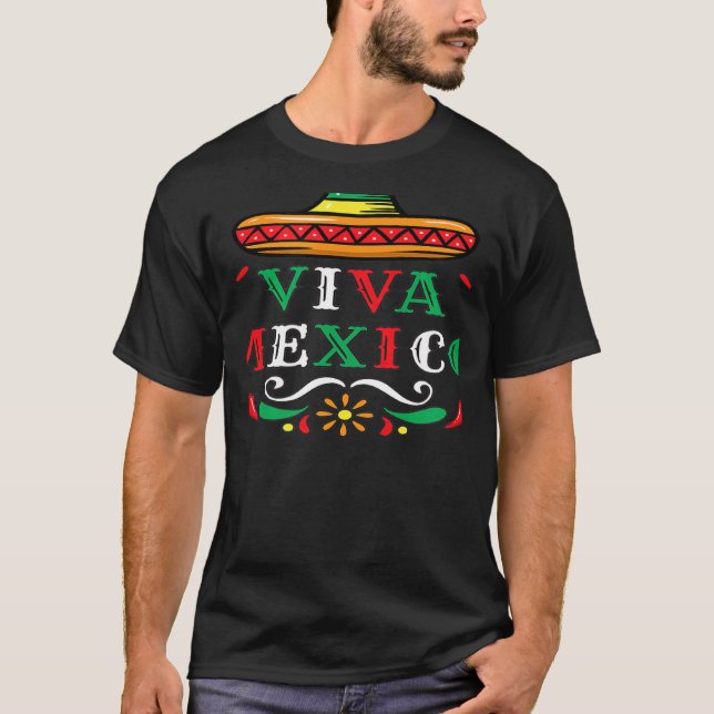 Camiseta Viva Mexico Mexican independence day chili maracas (Frente)