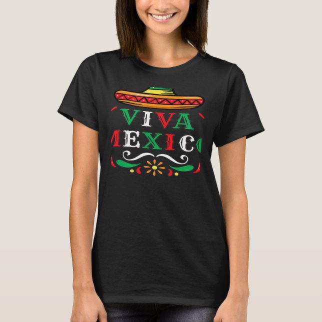 Camiseta Viva Mexico Mexican independence day chili maracas (Frente)