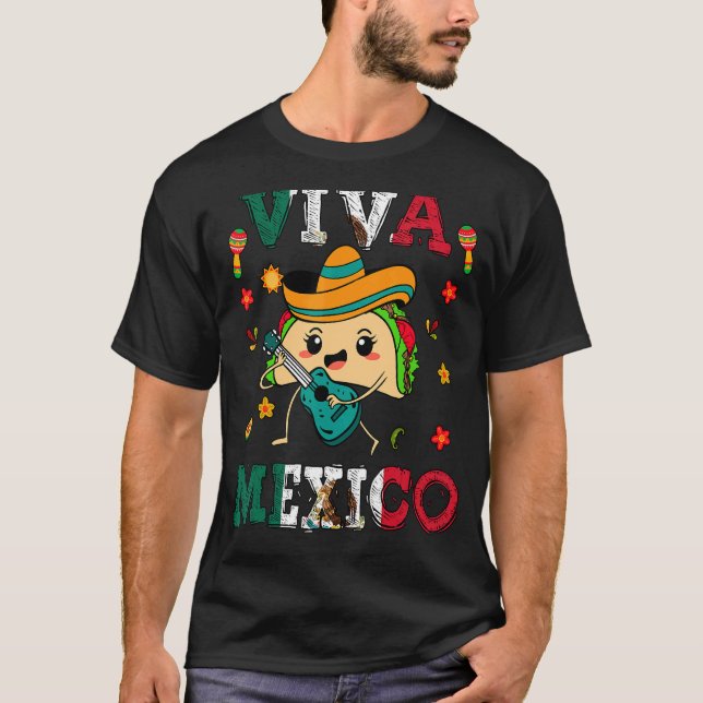 Camiseta Viva México Orgulho do Dia da Independência Taco F (Frente)