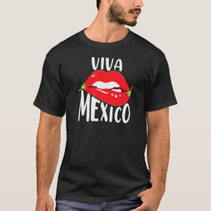 Camiseta Viva México Pepper Lábios Latino Maracas Cin
