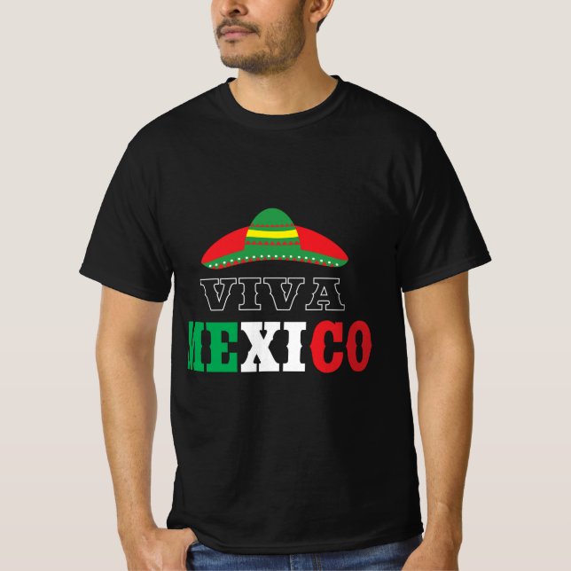 Camiseta Viva Mexico Sombrero Celebration Design (Frente)