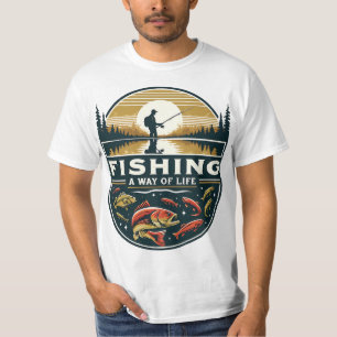 Camiseta Viva o estilo de vida da pesca, a paixão pelos âni