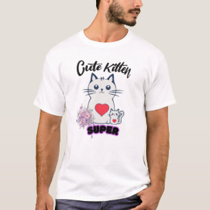 Camiseta Viva o Gato de Ilustração Sonho Design de Arte Fof