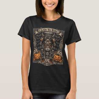 Camiseta Viva para Andar de Moto no Halloween - Samurai Oni