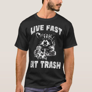 Camiseta Viva Rápido Coma Lixo Guaxinim Divertido Camping V