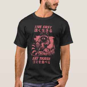 Camiseta Viva Rápido Coma Lixo Guaxinim Vintage