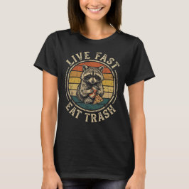 Camiseta Viva Rápido Coma Lixo Rato Lavar Funny Retro