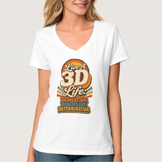 Camiseta Viva uma Vida 3D Retro design Inspirador
