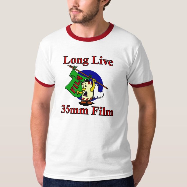 Camiseta Vive por muito tempo o filme de 35mm (Frente)