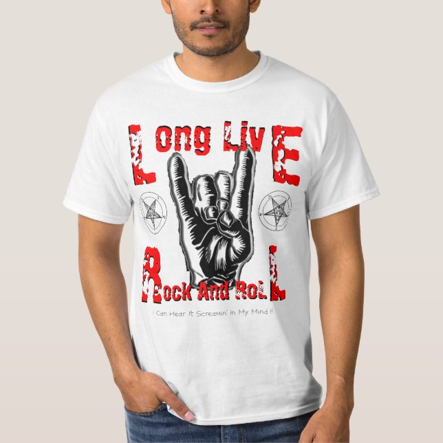 Camiseta Vive por muito tempo o rock and roll (Frente)