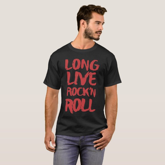 Camiseta Vive por muito tempo o rock and roll (Frente Completa)