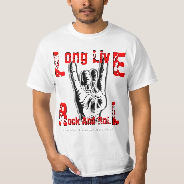 Camiseta Vive por muito tempo o rock and roll (o t-shirt do (Frente)