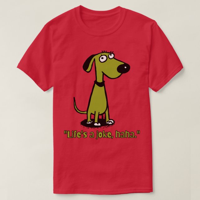 Camiseta vive uma piada como cão-vintage (Frente do Design)