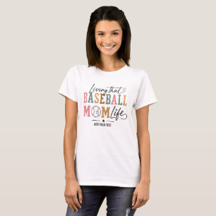 Camiseta Vivendo a Vida de Mãe de Beisebol Esportes Retrô