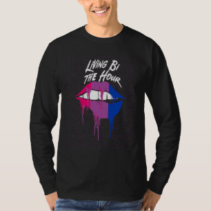 Camiseta Vivendo Bi a Hora Bissexual LGBTQ Orgulho Bi LGBT