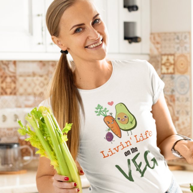 Camiseta Vivendo Na Citação Do Humor Veg Vegan (Criador carregado)