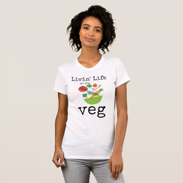 Camiseta Vivendo Na Veg Vegetarian Humor (Frente Completa)