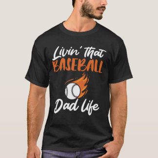 Camiseta Vivendo o Dia dos Pais de beisebol do papai esport