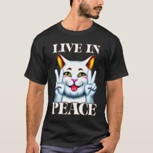 Camiseta Viver em Paz Sociedade Social de Gatos Aceitação A