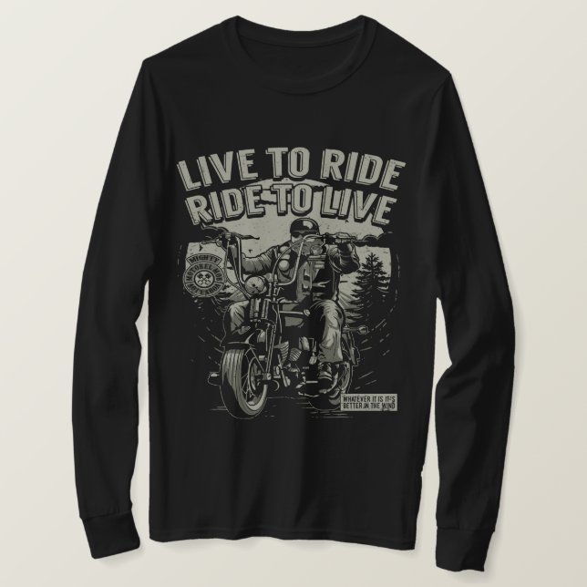 Camiseta Viver para a Corrida, Viajar para Viver a Moto (Frente do Design)