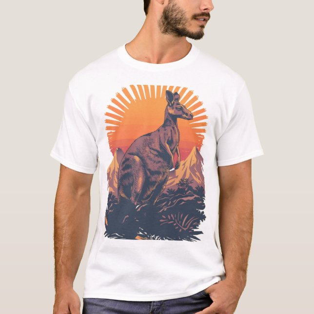 Camiseta Vivid Retro Kangaroo Sunset (Frente)