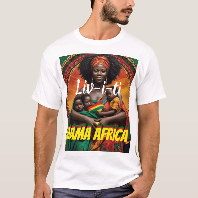 Camiseta VIVIDADE. Camisa-T básica masculina da MAMA AFRICA (Frente)