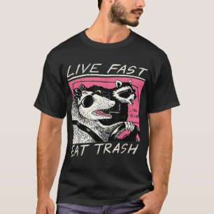 Camiseta Vivo Comendo Rápido Lixo Engraçado Retro Rótulo Og