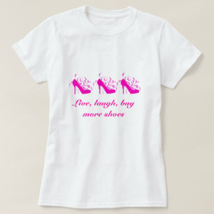 Camiseta Vivo, riso, compre mais T dos calçados