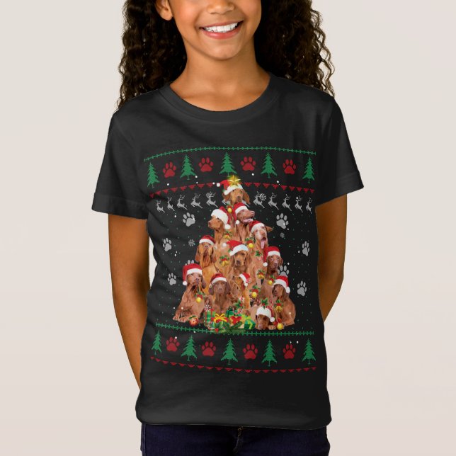 Camiseta Vizsla Christmas Dog Lover Gift Ugly Sweater Xmas (Frente)