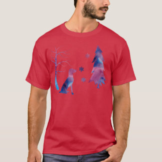 Camiseta Vizsla Dog Winter Art Com Flocos De Neve