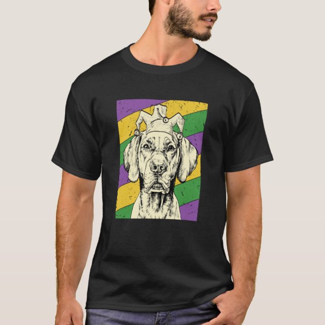 Camiseta Vizsla Jester Mardi Gras Dog Mom or Dad (Frente)