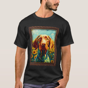 Camiseta Vizsla Painting Sunflower Mãe Mulheres Floral